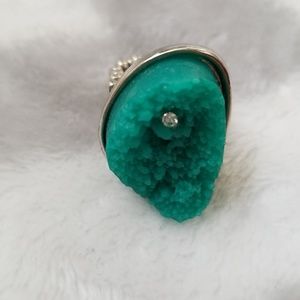 Teal adjustable band ring